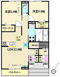 サフィール 2LDKの間取図画像
