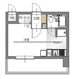 ダイアパレス平和通り ワンルームの間取図画像