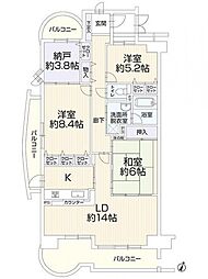 レインボー木曽川壱番館 3SLDKの間取図画像