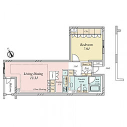 プラウドジェム市ヶ谷 1LDKの間取図画像