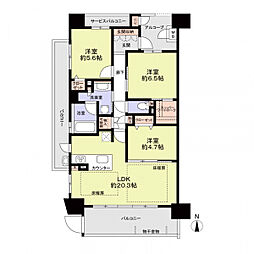 T-ステージ下市場 3LDKの間取図画像