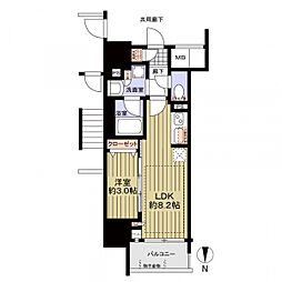 プレサンスロジェ泉高岳 1LDKの間取図画像