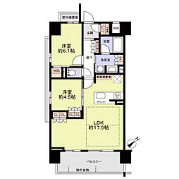 オープンレジデンシア神宮南 2LDKの間取図画像