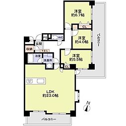 パークシティ松下東棟 3LDKの間取図画像