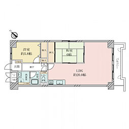 メゾンドール湊川 2LDKの間取り