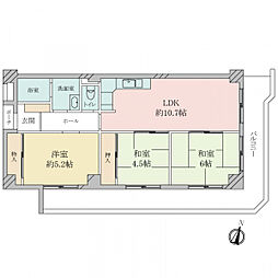 三光ハイツ 3LDKの間取図画像