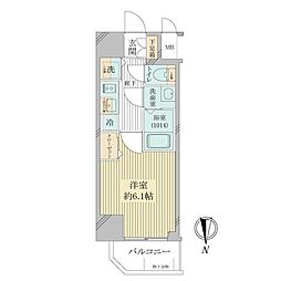 プレサンス心斎橋ブライト 1Kの間取図画像