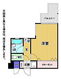 ダイナコート大博通り 1Kの間取図画像
