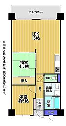 和布刈スカイマンション2番館 2LDKの間取図画像