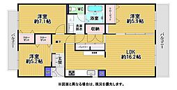 パークハイツ平尾山荘24棟 3LDKの間取図画像