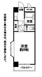 折尾自由ケ丘センチュリー21 ワンルームの間取図画像