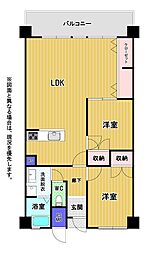 サンシティ金田A棟 2LDKの間取図画像