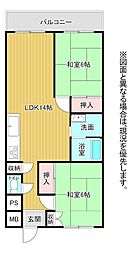 ミリオンコーポラス白百合 2LDKの間取図画像