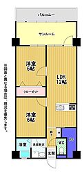 小倉富野サマリヤマンション 2LDKの間取図画像