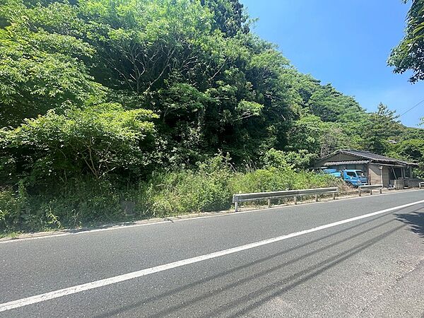 緑豊かな自然に囲まれた立地。前面道路に面しており、アクセスしやすい環境です。