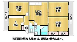 エメラルドタウン枝光E棟 3SLDKの間取図画像