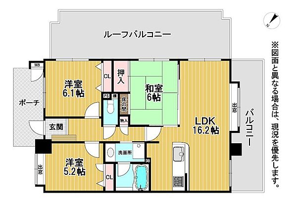 16.2帖の広々としたLDKを中心に、隣接する和室を開放すれば、さらに一体感のある大空間としてお使いいただけます。