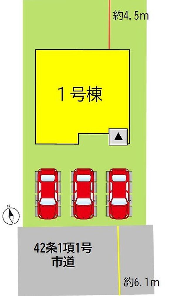 カースペースは並列3台駐車可能です