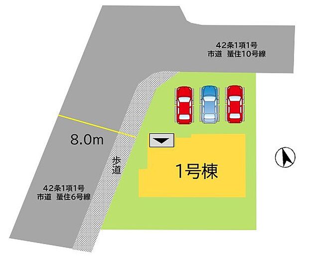 カースペースは並列3台駐車可能です