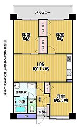 アメニティ徳力1 3LDKの間取図画像