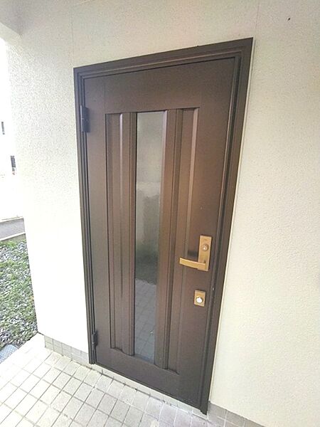 採光を取り入れた玄関ドア。
