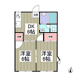 セントラル荒幡 1階2DKの間取り