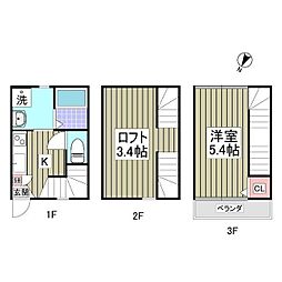 Sereno検見川 1Kの間取図画像