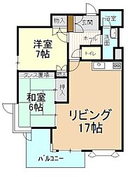 メゾンデュボンヌール里見町 2LDKの間取図画像