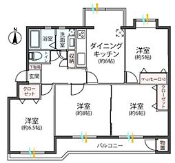 宮前平グリーンハイツ26号棟 4DKの間取図画像