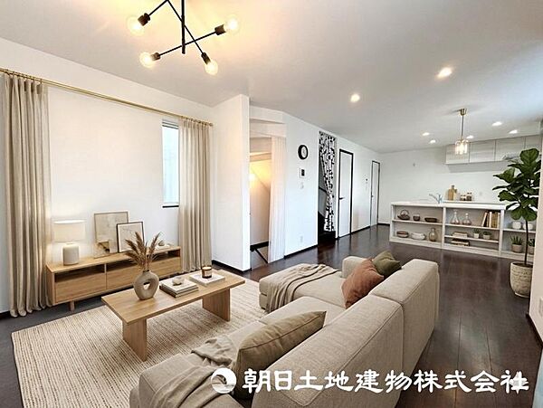 閑静な住宅地で子育て家族にピッタリ。毎日のお散歩も快適な緑に恵まれたエリアで、自然に包まれた穏やかな暮らしを実現するための、ゆとりある住環境が整っています。（家具等はCGです）