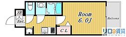 バウスフラッツ新大阪 1Kの間取図画像