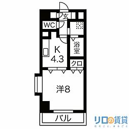 サンパティーク 1Kの間取図画像