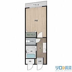 サンライズホーシン 1Kの間取図画像