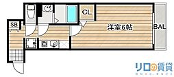 グランデュール長瀬 B棟 1Kの間取図画像