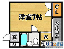 ラフィーネナカノII 3階1Kの間取り