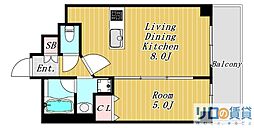 CITY SPIRE十三東 7階1LDKの間取り