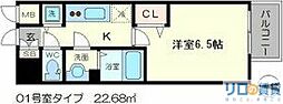 メインステージ新大阪 6階1Kの間取り