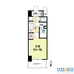ArtizA淡路 10階1Kの間取り