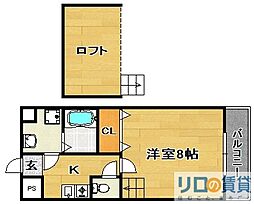 シャンテドミールＡＷＡＪＩ 6階1Kの間取り