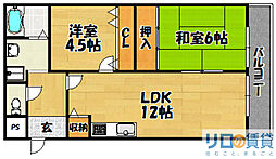 グランフェルティ 2LDKの間取図画像