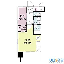 レジディア新大阪 ワンルームの間取図画像