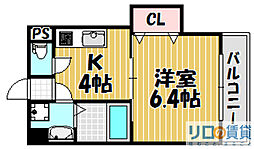 下新庄二番館 1Kの間取図画像