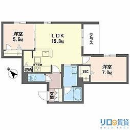 オルキデア クオーレ 2LDKの間取図画像