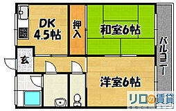 上田マンション 2DKの間取図画像