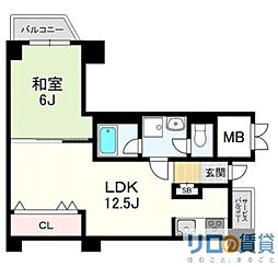 ローズコーポ新大阪6 1LDKの間取図画像