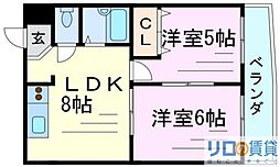 サンサーラ新大阪 2LDKの間取図画像