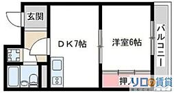 ロイヤルハイツ新大阪 1DKの間取図画像