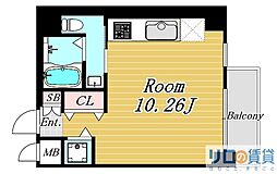 FEEL三国 1Kの間取図画像