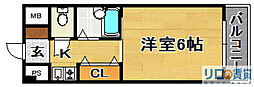 エクセレント上新8 1Kの間取図画像