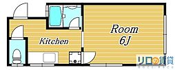 關本マンション 1Kの間取図画像